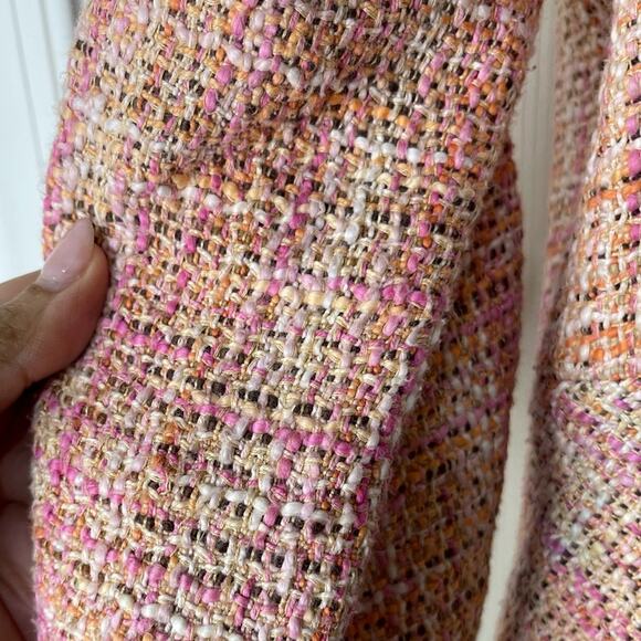 Talbots Pink Orange Tweed Waist Length Vintage Full Zip Blazer size 10P - Picture 5 of 8